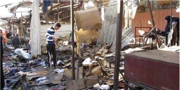 miejsce zamachu w dzielnicy Doura w Bagdadzie