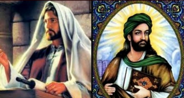 od lewej wyobrażenia: Jezusa i Mahometa