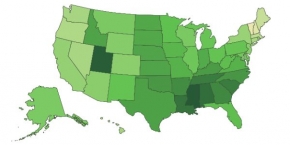 mapa &quot;bardzo religijnych&quot; stanów USA